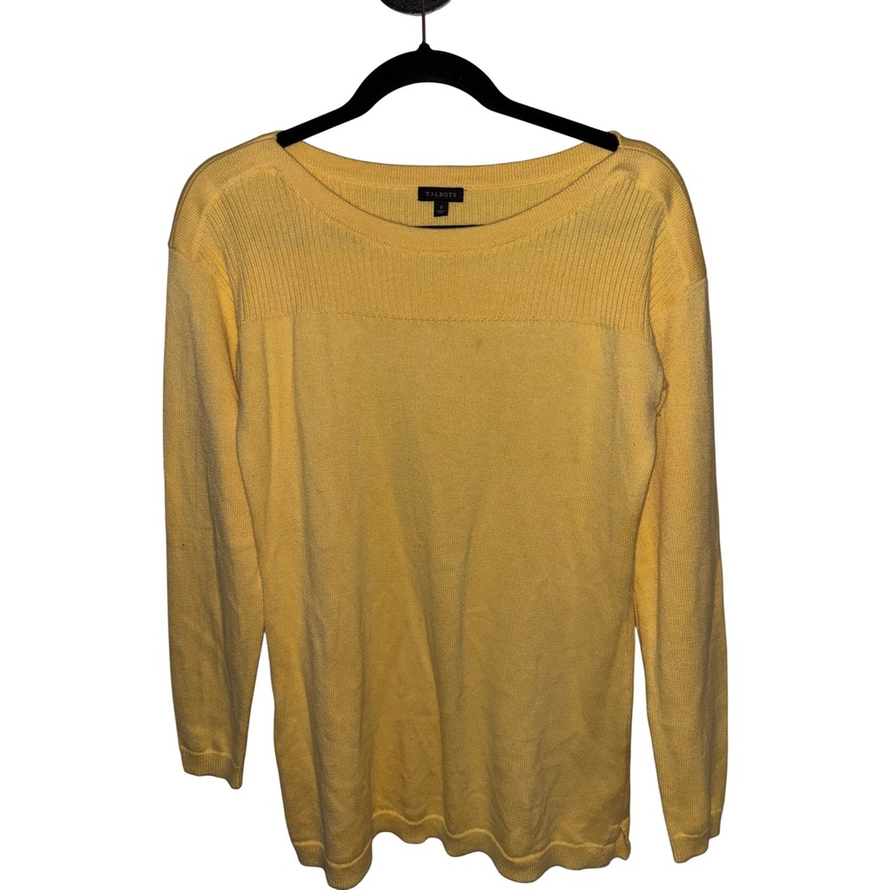 Talbots Ribbed Boat Neck Sweater Womens Size S Yellow